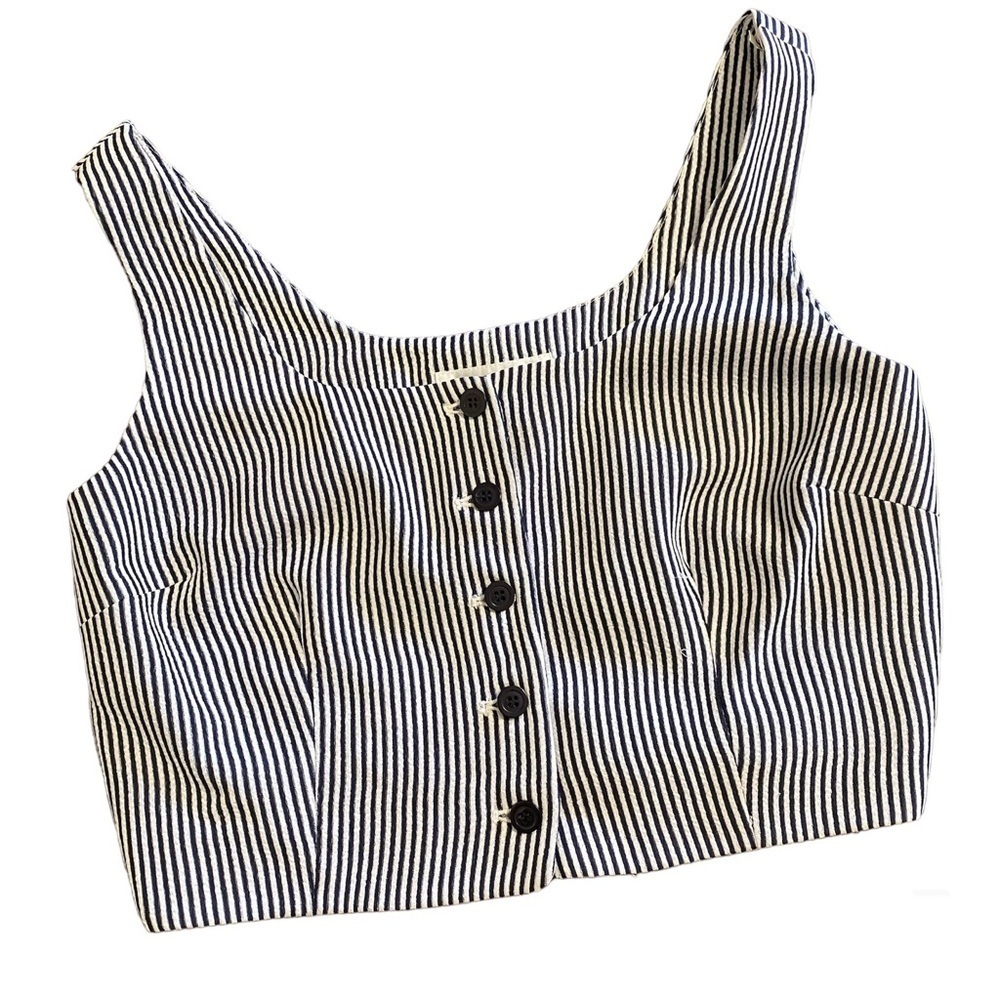 Gruppo Americano Vintage Navy Striped Crop Top Size 10 NWT